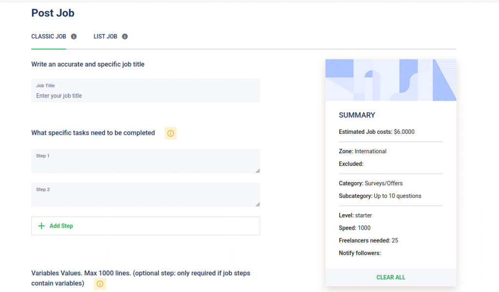 Setup a MicroJob on sproutgigs.com