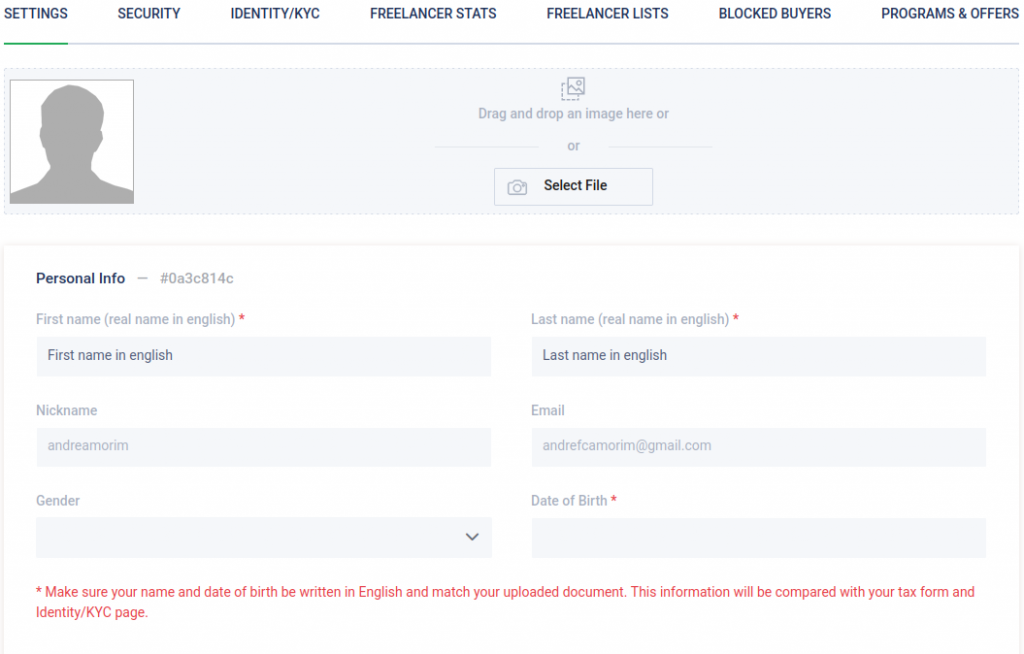Your profile page.